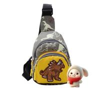 Kinder-Schultertasche - bedruckte Bauchtasche für Kinder mit Dinosaurier-Motiv, große Kapazität mit Reißverschluss, Reise-Geldbörse für den Außenbereich, Geschenk für Kinder, Kreuz-Gürteltasche, gelb