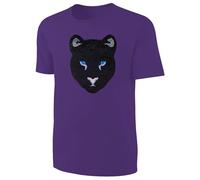 Kinder Schwarzer Panther Wendepailletten T-Shirt - Leopard Jaguar Streichel-Shirt - Lila Größe 140