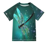 Kinder Schwimmshirt Fantasie-Libellen-Design Kurzarm Badeshirt UPF 50+ Badeanzug für Jungen Mädchen Schwimmen Top UV Shirts
