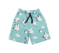 Kinder Shorts GOTS-zertifiziert aus Bio-Baumwolle mint mit Möwen-Motiv - Walkiddy Blau 80