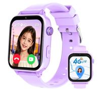 Kinder Smartwatch, Uhr 4G GPS Armbanduhr Videoanruf Telefon, Hellviolett | Smartwatch für Kinder WIFI Familienchat SMS SOS Wecker, Sport Schrittzähler Spiele, Kinder Smart Uhr für ab 4 Jahren