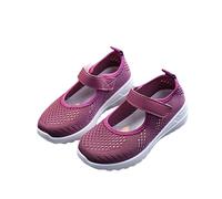 Kinder Sneaker Atmungsaktiv Einfarbige Mesh Turnschuhe Jungen Mädchen Rutschfester Sport Schuhe Breite Füße Laufschuhe Outdoor Lässig Sportschuhe Leicht Kinderschuhe (Purple, 35.5 Big Kids)