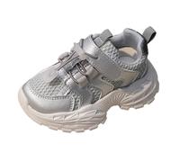 Kinder Sneaker Atmungsaktiv Einfarbige Turnschuhe Jungen Mädchen Outdoor Lässig Sportschuhe Leicht Kinderschuhe Rutschfester Sport Schuhe Breite Füße Laufschuhe (Silver, 29 Little Child)