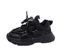 Kinder Sneaker Atmungsaktiv Mesh Turnschuhe Baby Jungen Mädchen Rutschfester Sportschuhe Outdoor Lässig Sport Schuhe Breite Füße Laufschuhe Fashion Leicht Kinderschuhe (Black, 36 Big Kids)