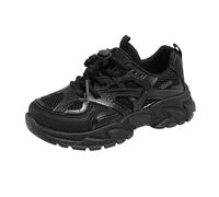 Kinder Sneaker Atmungsaktiv Mesh Turnschuhe Jungen Mädchen Einfarbige Outdoor Lässig Sportschuhe Rutschfester Sport Schuhe Breite Füße Laufschuhe Leicht Kinderschuhe (Black, 28.5 Little Child)