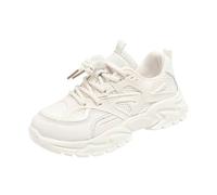 Kinder Sneaker Atmungsaktiv Mesh Turnschuhe Jungen Mädchen Einfarbige Outdoor Lässig Sportschuhe Rutschfester Sport Schuhe Breite Füße Laufschuhe Leicht Kinderschuhe (Beige, 31 Little Child)