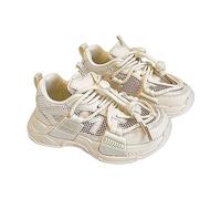 Kinder Sneaker Atmungsaktiv Mesh Turnschuhe Jungen Mädchen Outdoor Lässig Sportschuhe Rutschfester Sport Schuhe Breite Füße Laufschuhe Leicht Einfarbige Kinderschuhe (White, 32 Big Kids)