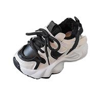 Kinder Sneaker Atmungsaktiv Turnschuhe Baby Jungen Mädchen mit Klettverschluss Rutschfester Sportschuhe Outdoor Lässig Sport Schuhe Breite Füße Laufschuhe Leicht (Black, 29 Little Child)