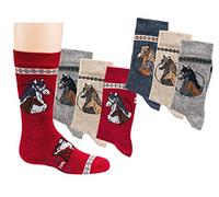 Kinder Socken 6 Paar Jungen oder Mädchen,Schadstoffgeprüfte Textilien nach Öko-Tex Standard 100 (31/34, Pferde)