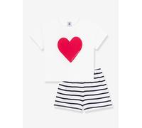 Kinder Sommer-Schlafanzug mit Herzen PETIT BATEAU blau Gr. 128