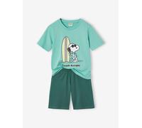 Kinder Sommer-Schlafanzug PEANUTS SNOOPY mit Surfer-Print smaragdgrün Gr. 116