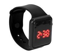 Kinder Sportuhr mit LED Anzeige, Eckige Digitaluhr, Aktivitäts Tracker für Freizeitaktivitäten mit Schrittzähler, Stoppuhr für Jungen und Mädchen(Schwarz)