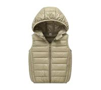 Kinder Steppweste mit Kapuze Jungen Mädchen Warm Gefütterte Kinderweste Leichte Daunenoptik Weste Kinder Outdoor Übergangsjacke mit Taschen Winter Kindergarten Weste (A01-Army Green, 11-12 Years)