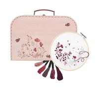 Kinder-Stickset im rosa Marienkäfer-Koffer - komplettes Stickerei Set