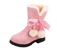 Kinder Stiefel Mädchen 34 - Wärme Gefütterte Halblange Schneeschuh Winterschuhe Plüsch Rutschfest Stiefel Winter Kleinkindschuhe Weichsohlen Schlupfstiefel Bequeme Haushaltsschuhe Boots Schnneboots