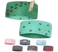 Kinder Stirnband - 2-8 Jahre - dünnes, ultraleichtes und elastisches Sportstirnband für Jungen und Mädchen (Pfoten Grün)