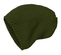 Kinder Strick-Beanie Schurwolle oliv-grün 46/49