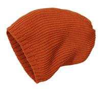 Kinder Strick-Beanie Schurwolle orange 43/46