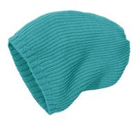 Kinder Strick-Beanie Schurwolle türkis 46/49