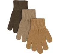 Kinder Strick-Fingerhandschuhe aus Wolle, 3er-Set Mikk-Line Chocolate Chip-Melange Denver-Medal Bronze Größe: 4-7 Jahre