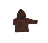 Kinder Strickjacke aus Bouclé-Merinowolle mit Kapuze braun Smallstuff Größe: 116/122