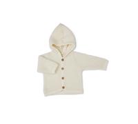 Kinder Strickjacke aus Bouclé-Merinowolle mit Kapuze, Creme-Off-White Smallstuff Größe: 68/74