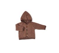 Kinder Strickjacke aus Bouclé-Merinowolle mit Kapuze, rosabraun Smallstuff Größe: 56/62