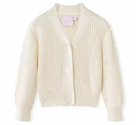 vidaXL Kinder Strickjacke V-Ausschnitt Pullover Sweatshirt Kinderjacke Schneeweiß 104