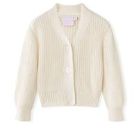 vidaXL Kinder Strickjacke V-Ausschnitt Pullover Sweatshirt Kinderjacke Schneeweiß 116