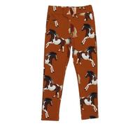 Kinder Sweat-Leggings GOTS-zertifiziert aus Bio-Baumwolle, braun mit Pferde-Print, elastischer Bund - Walkiddy, weich & bequem für jeden Tag Braun 116