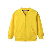 Kinder Sweatjacke Baumwolle Sweatshirt ohne Kapuze Jacke mit Reißverschluss Laufjacke Unisex Sportjacke Mit Taschen Outdoor Jacken für Jungen und Mädchen