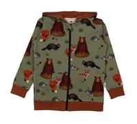 Kinder Sweatjacke Bio-Baumwolle Autumland-Print, Kapuzenjacke, GOTS-zertifiziert, kuschelig weich, ideal zum Überziehen und Layern im Alltag von Walkiddy Grün 116