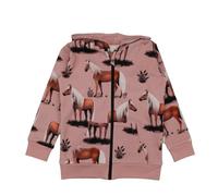 Kinder Sweatjacke GOTS-zertifiziert aus Bio-Baumwolle mit Pferde-Muster in Altrosa, Walkiddy Rosa 104