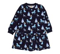 Kinder Sweatkleid Bio-Baumwolle „Fantastic Wonderland“ bunt, weiches Langarm Kleid von Walkiddy für Kleinkinder, gemütliches Jerseykleid, hautfreundlich & nachhaltig gefertigt Dunkel Blau 122