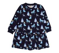 Kinder Sweatkleid Bio-Baumwolle „Fantastic Wonderland“ bunt, weiches Langarm Kleid von Walkiddy für Kleinkinder, gemütliches Jerseykleid, hautfreundlich & nachhaltig gefertigt Dunkel Blau 128