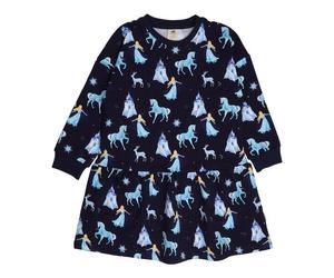Kinder Sweatkleid Bio-Baumwolle „Fantastic Wonderland“ bunt, weiches Langarm Kleid von Walkiddy für Kleinkinder, gemütliches Jerseykleid, hautfreundlich & nachhaltig gefertigt Dunkel Blau 122