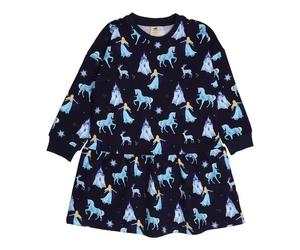 Kinder Sweatkleid Bio-Baumwolle „Fantastic Wonderland“ bunt, weiches Langarm Kleid von Walkiddy für Kleinkinder, gemütliches Jerseykleid, hautfreundlich & nachhaltig gefertigt Dunkel Blau 110