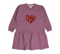 Kinder Sweatkleid GOTS-zertifiziert aus Bio-Baumwolle beerenlila mit Herz-Motiv - Walkiddy Rosa 104