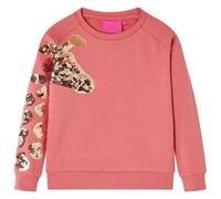 Kinder Sweatshirt mit Giraffe aus Pailletten Langarmshirt Pullover Altrosa 104