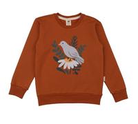 Kinder Sweatshirt GOTS-zertifiziert aus Bio-Baumwolle, braun mit Vogelmotiv, langarm, weicher Rundhalsausschnitt - Walkiddy, bequem & hautfreundlich Braun 146