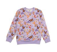 Kinder Sweatshirt - Helllila mit Blumen- und Schmetterlingsmuster, weich & bequem, wärmend, alltagstauglich | Walkiddy Blau 98