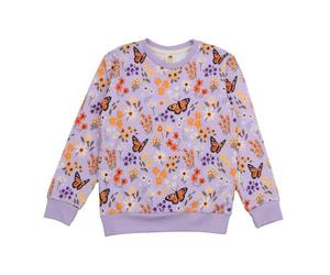 Kinder Sweatshirt - Helllila mit Blumen- und Schmetterlingsmuster, weich & bequem, wärmend, alltagstauglich | Walkiddy Blau 98