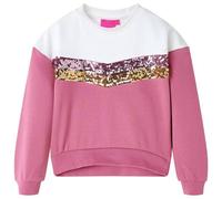 vidaXL Kinder Sweatshirt Streifen aus Pailletten Langarmshirt Pullover Himbeerrosa 128