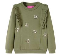 Kinder-Sweatshirt mit Herzmuster Langarmshirt Pullover Pulli Shirt Khaki 104