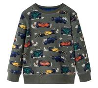 Kinder Sweatshirt Rennwagen-Motiv Langarmshirt Pullover Pulli Shirt Khaki 140