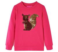vidaXL Kinder Sweatshirt Eichhörnchen aus Pailletten Langarmshirt Pulli Knallrosa 116