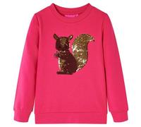 vidaXL Kinder Sweatshirt Eichhörnchen aus Pailletten Langarmshirt Pulli Knallrosa 92