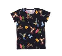 Kinder T-Shirt aus Bio-Baumwolle schwarz mit Kolibri- und Blumen-Motiv - Walkiddy Blau 104