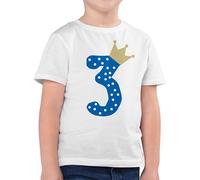 Kinder T-Shirt Jungen - 3. Geburtstag - Dritter Krone Junge - 104 (3/4 Jahre) - Weiß - geburtstagsshirt 3 Jahre t-Shirts 3jahre 3.Geburtstag ich Bin Shirt Geschenk Tshirt DREI baumwollshirt