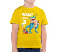 Kinder T-Shirt Jungen - 3. Geburtstag - Ich Bin 3 Jahre - T-Rex Dinosaurier Dino - 104 (3/4 Jahre) - Gelb - Junge Tshirt t-Shirts 3jahre 3.Geburtstag Shirt für geburtstagsshirt DREI Shirts